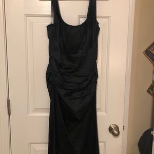 Satin knee length cocktail dress